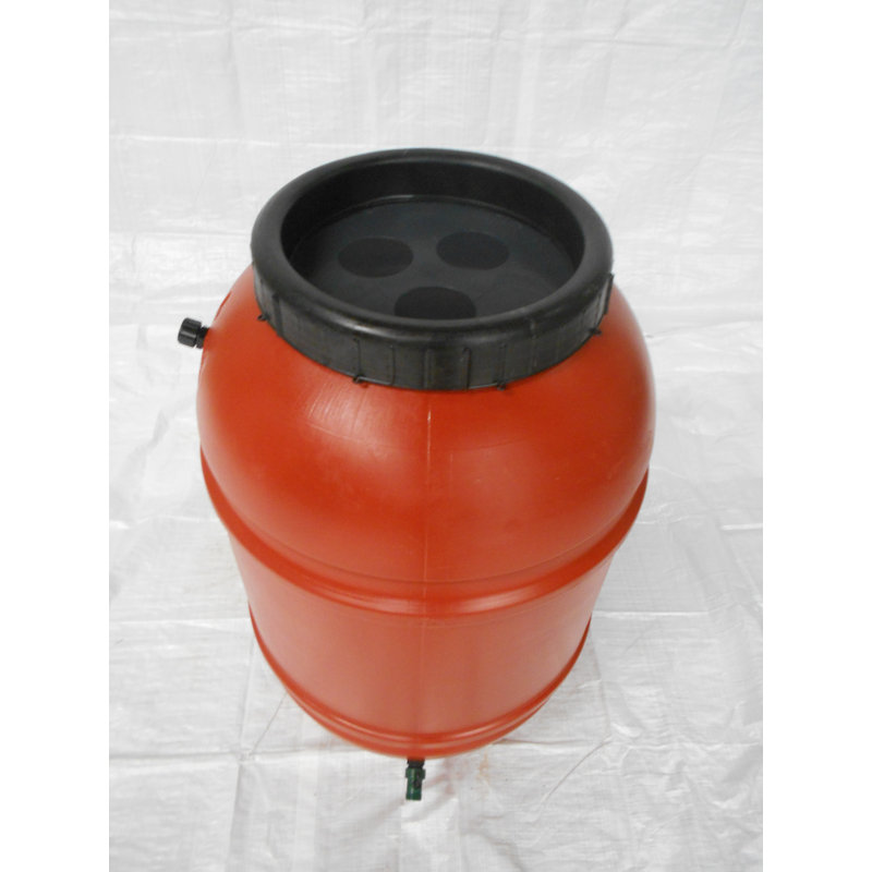 UpCycle Products 50 Gallons Weather Resistant Plastic Drainable Dual Overflow Rain Barrel