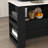 Kitchen Island with Extendable & Rotating Table, MDF with Marble Veneer Retro Design, 4 Drawers & Glass Door Cabinets with Built-in Socket, Expandable Dining Station for 2-4 Person