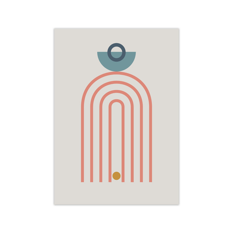 Mid Century Modern On Grey A - Print on Canvas, 42cm H x 30cm W x 1cm D, No Frame