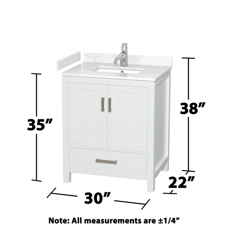Sheffield 30" No Mirror Bathroom Vanity Set, Carrara Cultured Marble, White, 30"