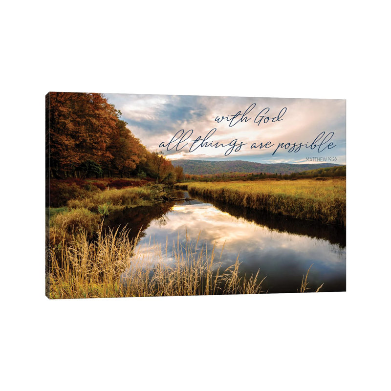 All with God 1 Piece Wrapped Canvas Wall Art, 20.32 cm H x 30.48 cm W