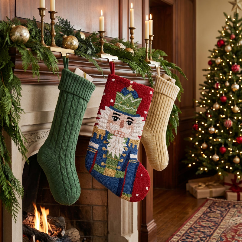 Nutcracker Wool Hook Holiday Stocking by The Pillow Shoppe