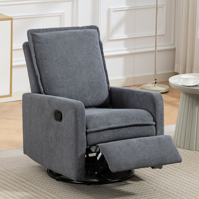 25.2'' Wide Manual Swivel And Rocker Recliner, Gray