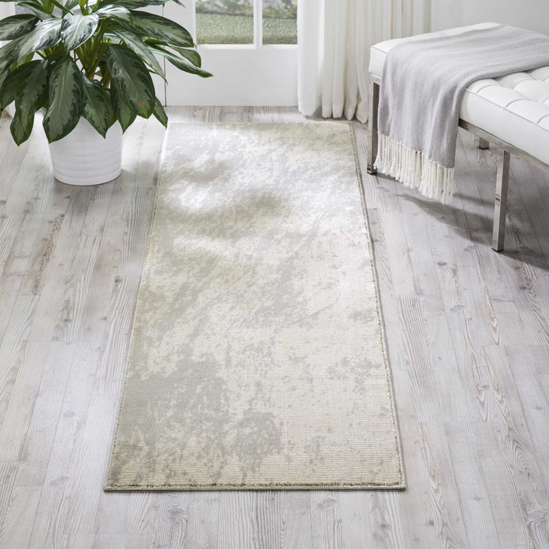 Tapis ivoire moderne moderne, Tapis de couloir 2 pi 2 po x 7 pi 6 po