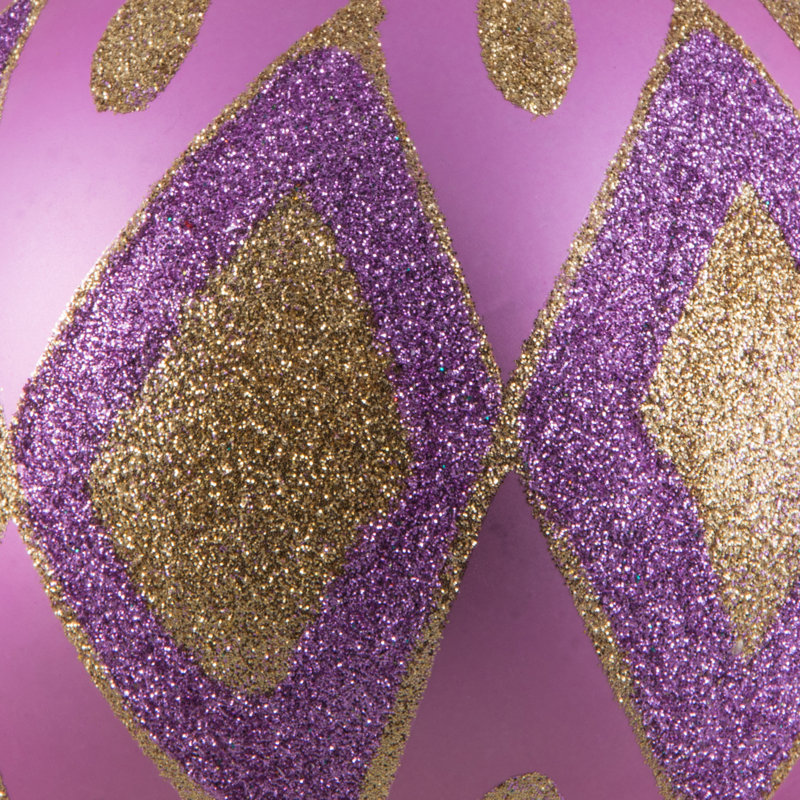 Ornement boule de diamant pailleté mat, Orchidée, H 4,75 po x l 4,75 po x P 4,75 po