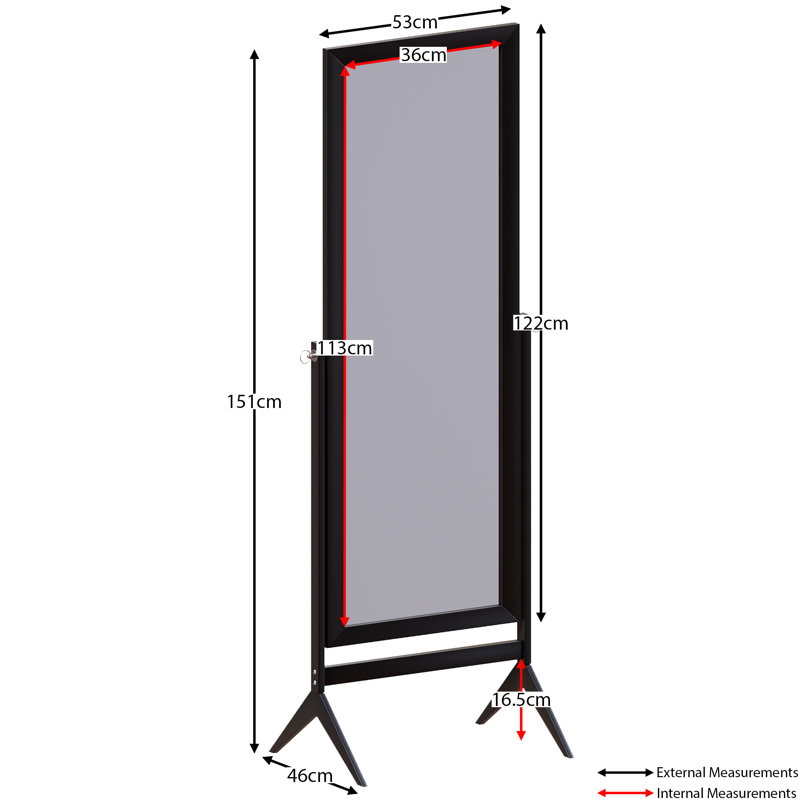 Leavens Rectangle Cheval Mirror, Black