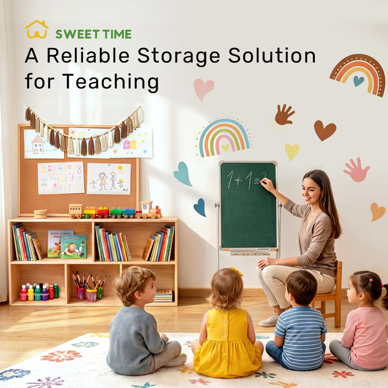 Bibliothèque Montessori, armoire de rangement en bois à 5 sections, organisateur de rangement pour jouets avec bibliothèque pour enfants, tablette pour chambres d'enfants, salle de classe, salle de jeux, garderie, école maternelle