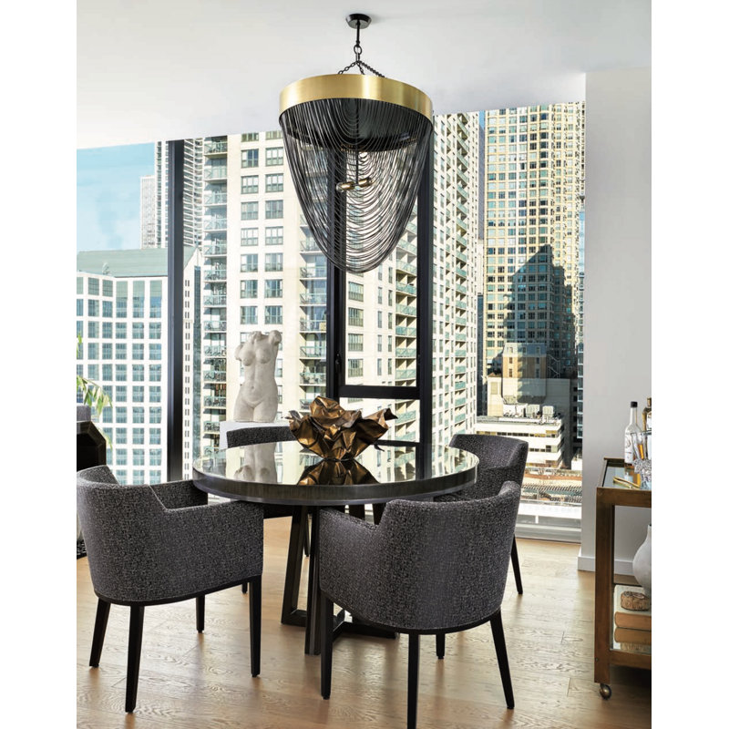 Brass & Leather Fringe Chandelier