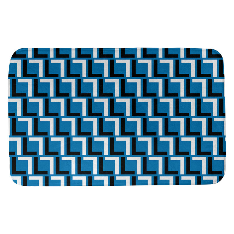Tapis pour salle de bain Baltimore, l 17 po x L 24 po, Bleu Honolulu / noir / blanc