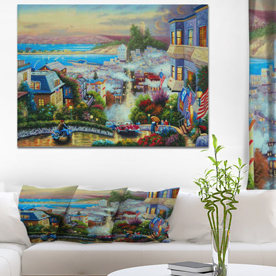 « city life san francisco lombard street », reproduction sur toile tendue