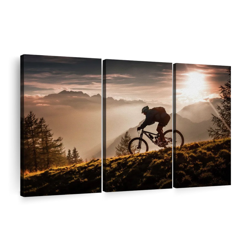 «Golden Hour Biking», 3 pièces, H 48 po x l 74 po x P 1,25 po
