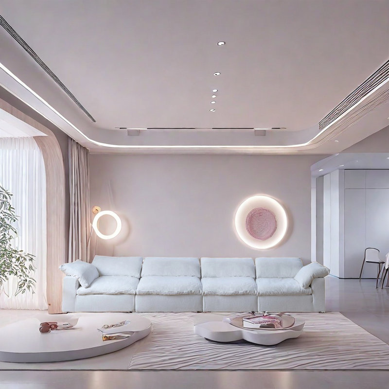 Canapé en lin à plumes de coton, H 33,46 po x l 157,43 po x P 43,3 po, 4