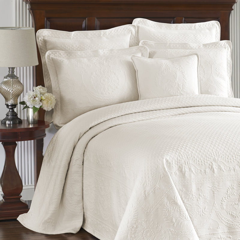 King Size Blue Cotton Reversible Bedspread