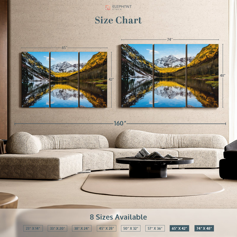 «Maroon Bells Mountain Scene» sur toile, H 48 po x l 74 po x P 1,25 po