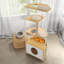 Tour d'angle pour chat, arbre à chat avec poteau à griffer, maisonnette pour chat avec station d'alimentation et plateformes d'escalade, meubles pour animaux domestiques pour chats