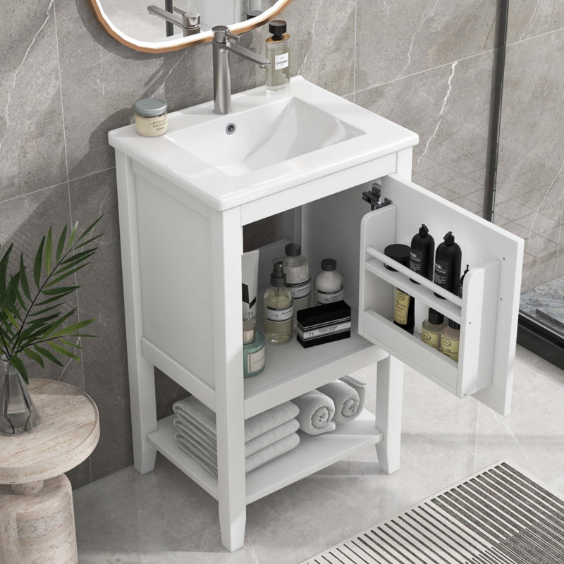 Meuble-lavabo de 20 po avec lavabo, Blanc