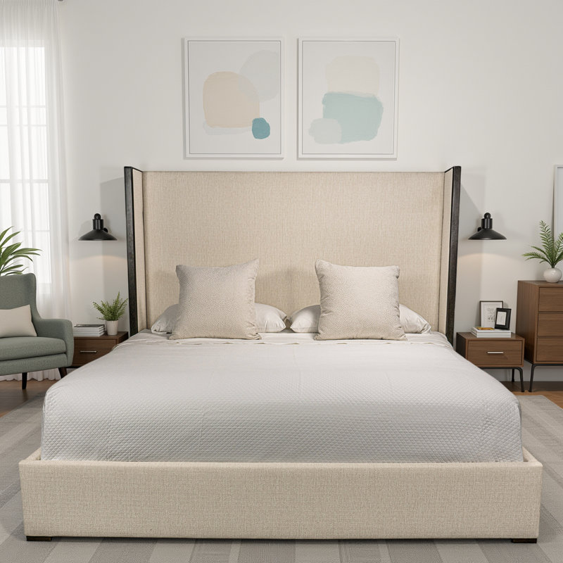 Elyse Wingback Bed, Flax, King