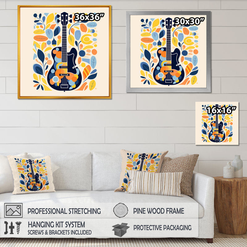 Harmonie de guitare basse - fruits, art mural, Toile tendue, H 16 po x l 16 po x P 1 po