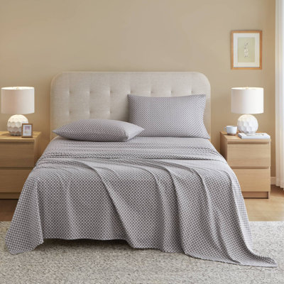 4-Piece 100% Cotton Flannel Printed Sheet Set,Snowflake
