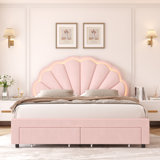 Burlyn Upholstered LED Bed Frame with Drawer & Adjustable Headboard