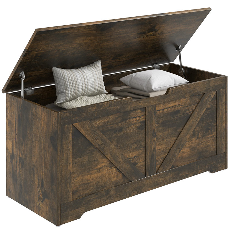 Coffre de rangement pour le salon, coffre à jouets en bois, l 39,4 po, Brun