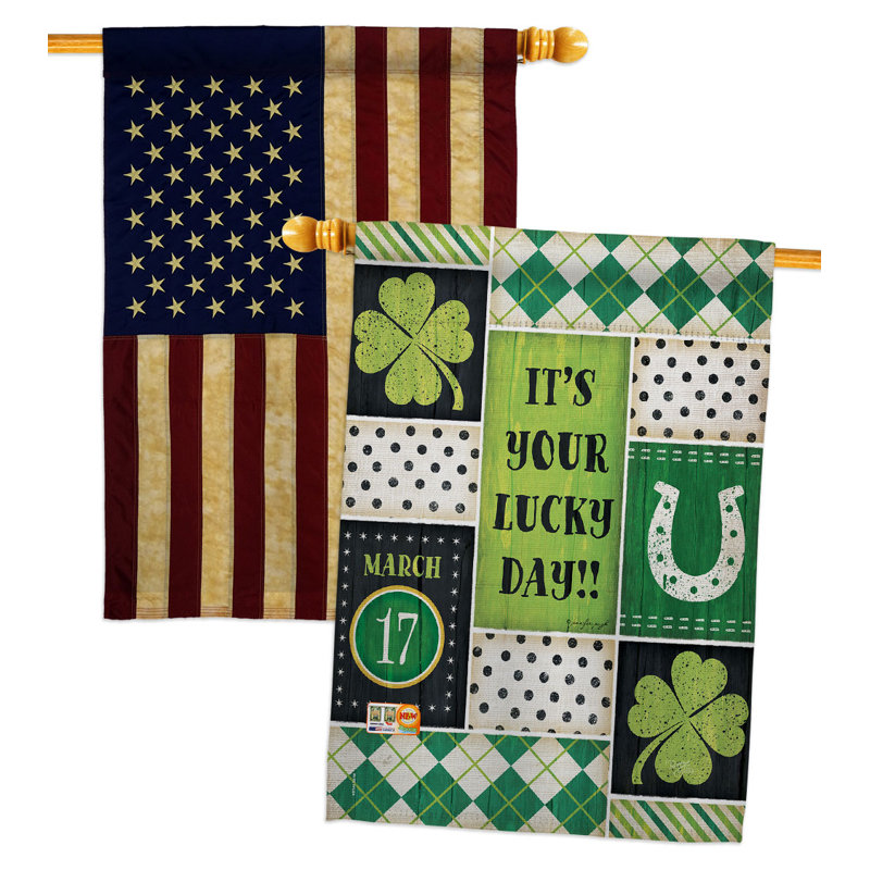 Drapeau de maison en polyester 40 x 28 po Lucky Day St Patricks