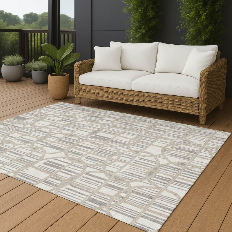 Machine Washable Indoor/Outdoor Chantille ACN2769 Geometric Rug, 8' x 10', Ivory