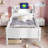 Multi-Functional Headboard Wood Platform Bed With Built-In LED Light And 2 Drawers-1846051373