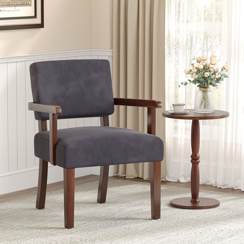 Fauteuil d'appoint Naethan, Velours gris velours