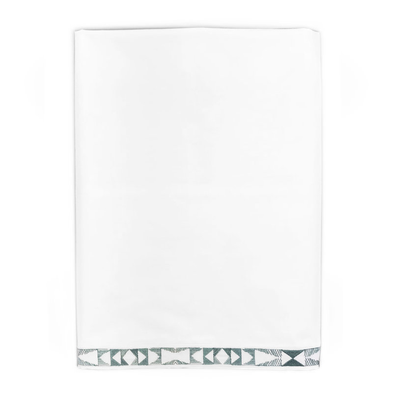 Commune Percale Geometric Flat Sheet, Queen, Kale