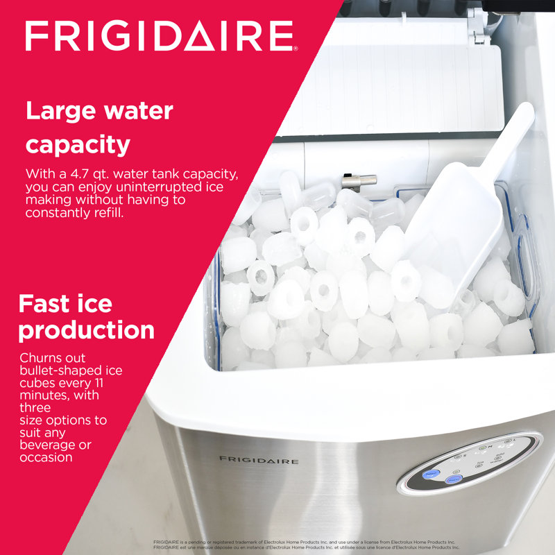 48 lb. Black Stainless Steel Freestanding Ice Maker with LED Control