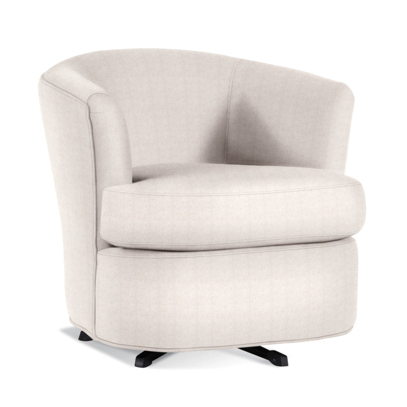 Swivel Barrel Chair, White Sugar Performance; 0863-91