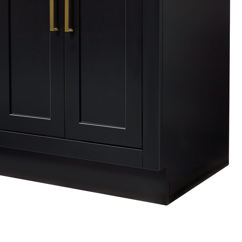 Hepburn 66'' Double Bathroom Vanity Base Only, Satin Brass, Black