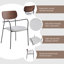 Ensemble de salle à manger moderne 5 pièces avec table ronde en verre et 4 chaises avec accoudoirs rembourrés