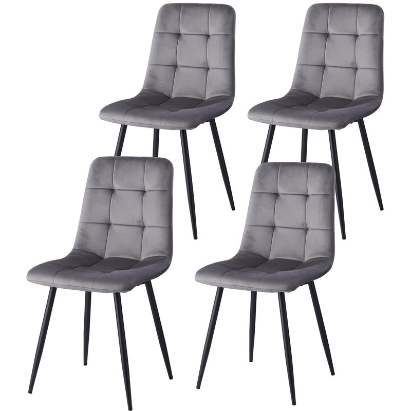 50cm H Velvet Upholstered Metal Side Chair, Grey, 4