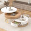 Tables basses gigognes modernes à plateau relevable avec 2 tiroirs blanc et naturel