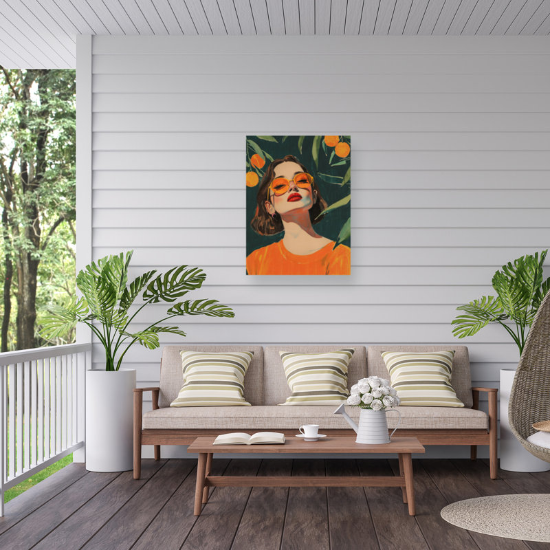 Treechild Under The Orange Tree Outdoor  Canvas, H 24 po x l 32 po