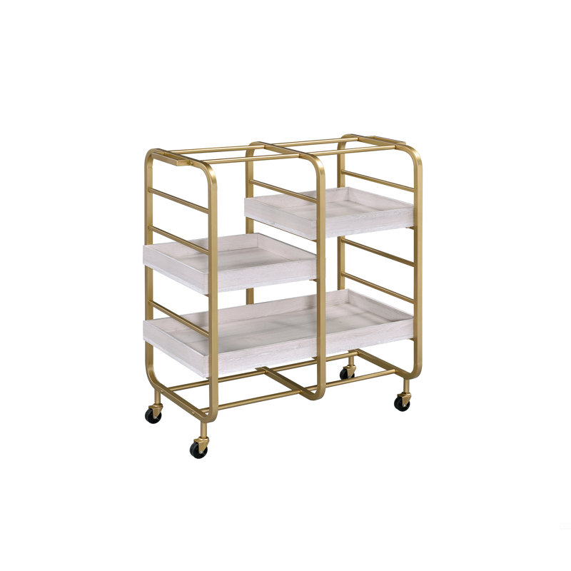 Serving Cart, Gold/White