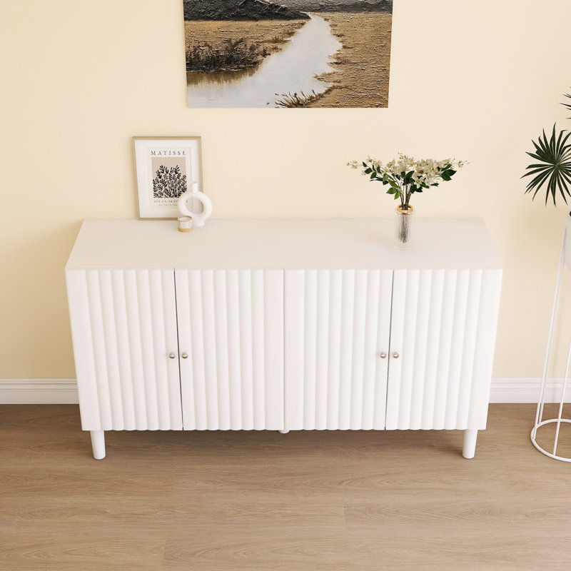 Buffet avec portes à motif ondulé, Blanc