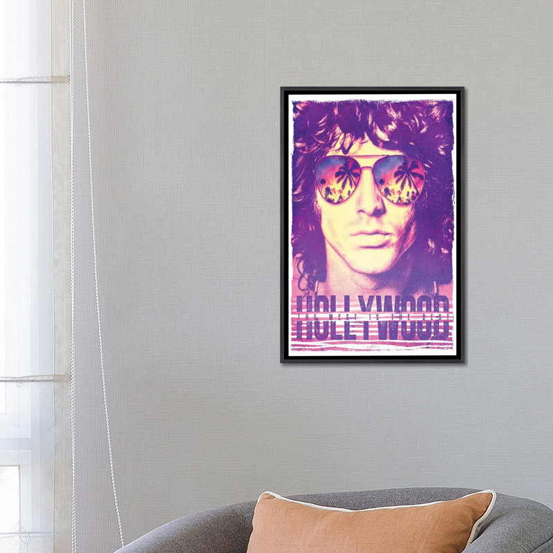 Jim Morrison, Hollywood Life - Publicité imprimée, Aucun mat, H 26 po x l 18 po x 1,5 po, Toile avec cadre noir patiné