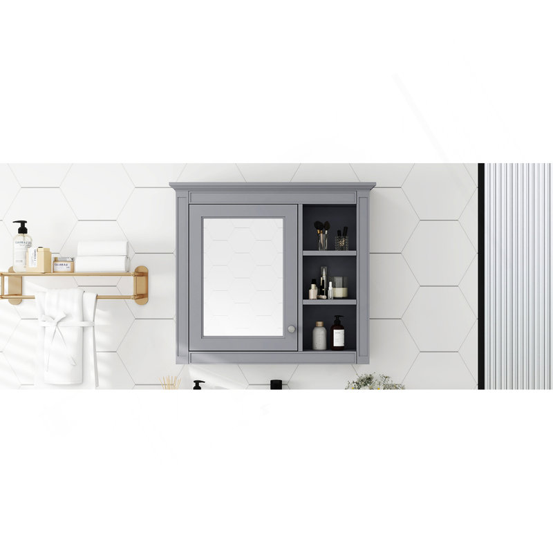 Armoire de rangement murale avec miroir, fonctionnelle et élégante pour vos besoins de salle de bain., Gris