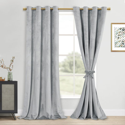 2 Panels Velvet Curtains with Tiebacks - Luxury Grommet Top Window Treatments Room Darkening Privacy Protect Drapes for Bedroom Living Room Home Decor