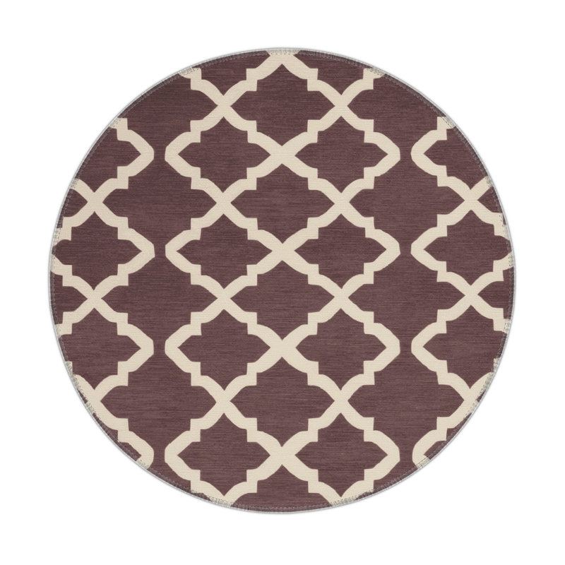 Trellis Brown Indoor and Outdoor Area Rug, Round 5'