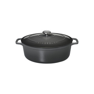 Chasseur French Enameled Cast Iron Oval Dutch Oven, 7.25-Quart, Caviar
