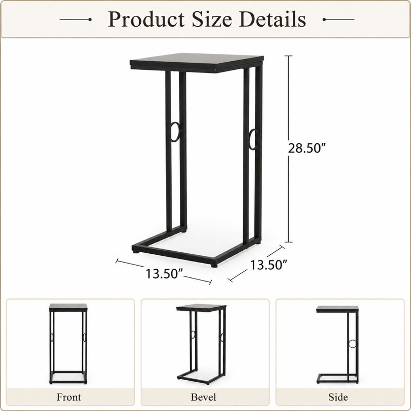 Ensemble de 2 tables de bout modernes en forme de C, fabrication robuste et durable