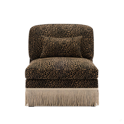 Armless Sofa Chair Leopard Chenille W/1 Pillow