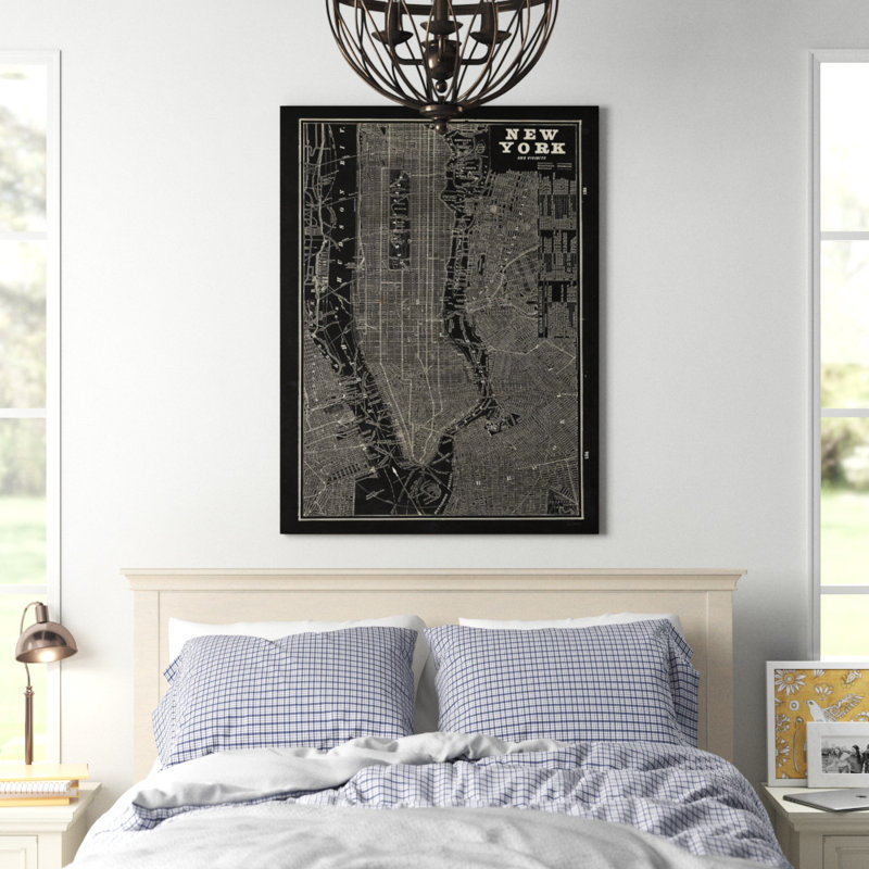 «Blueprint Map New York», reproduction d'impression sur toile, H 19 po x l 14 po x P 2 po