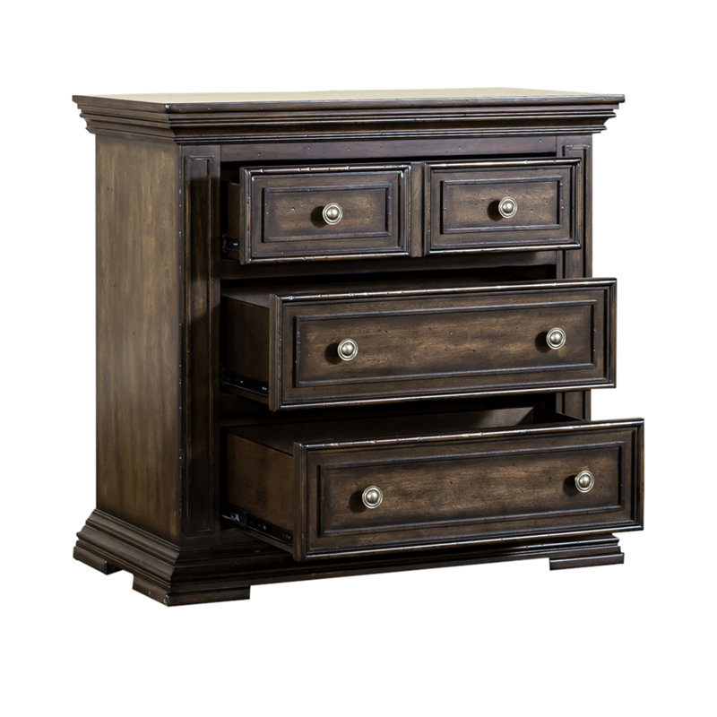 Temple Cloud 3 Drawer Nightstand w/ Charging Station, Brown