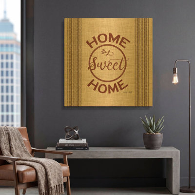 'Home Sweet Home Embroidery' By Cindy Jacobs Gold Metal Wall Art, 36" x 36"