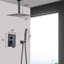 Robinet de douche à fixation au plafond noir mat - à main et 16 po - rouille - valve de mélange en laiton, fabrication durable pour une utilisation uniforme,